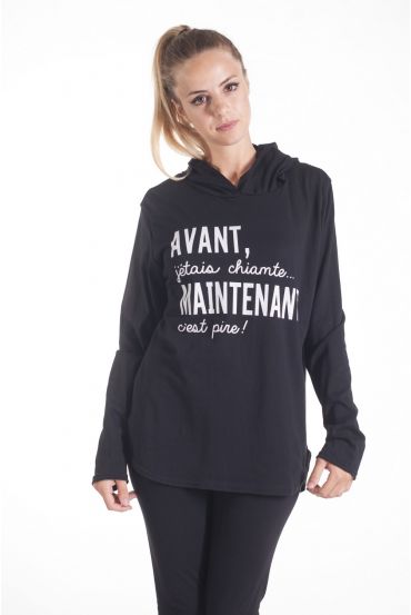 T-SHIRT HAS HOOD SCRIPTURE 4087 BLACK