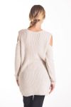 PULL TORSADE EPAULES DENUDEES 4093 BEIGE