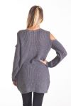 PULL TORSADE EPAULES DENUDEES 4093 GRIS