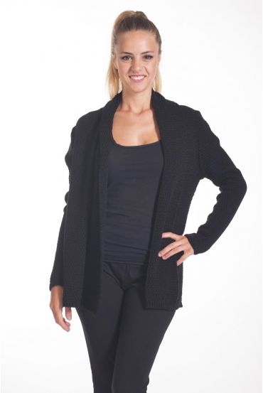 GILET MAILLE DOS AJOURE 4094 NOIR