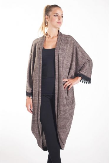 GILET LUNGO IN PIZZO 4097 TAUPE