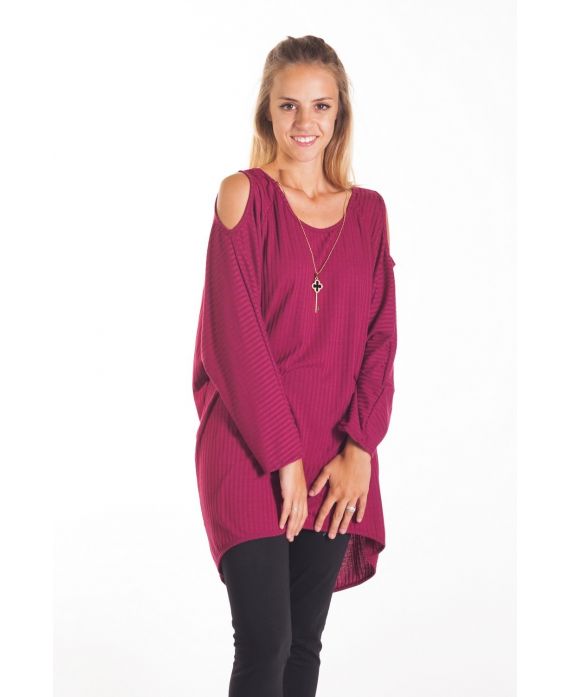 T-SHIRT EPAULES DENUDEES 4098 BORDEAUX