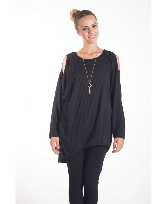 T-SHIRT SPALLE DENUDEES 4098 NERO