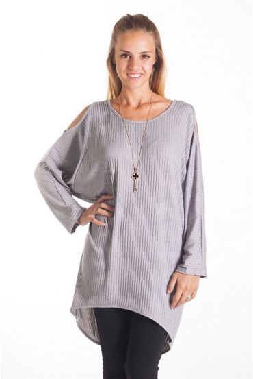 T-SHIRT SPALLE DENUDEES 4098 GRIGIO