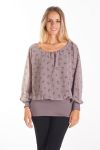 TOP GORDIJN MET PRINTS 4077 TAUPE