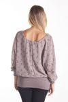 TOP GORDIJN MET PRINTS 4077 TAUPE