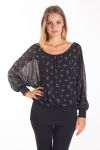 TOP GORDIJN MET PRINTS 4077 ZWART