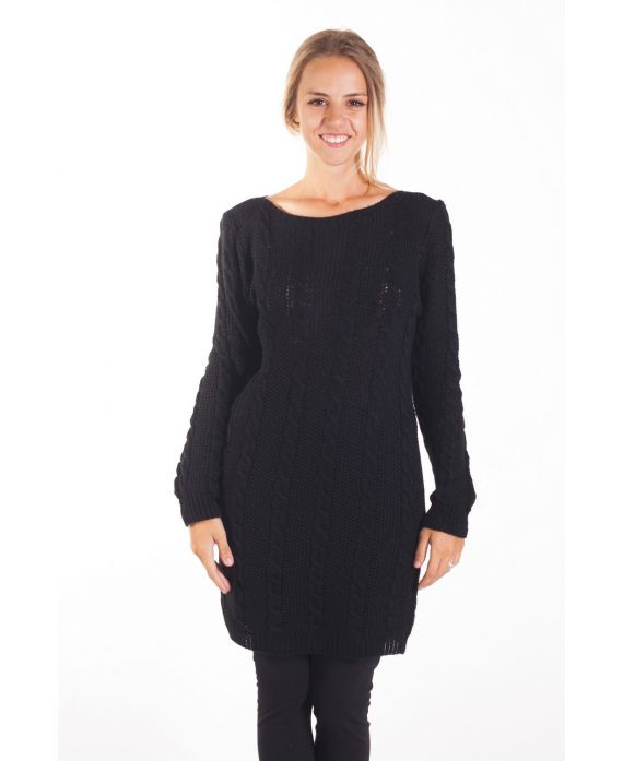 PULL TUNIQUE TORSADES 4109 NOIR