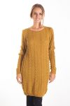 PULL TUNIQUE TORSADES 4109 MOUTARDE