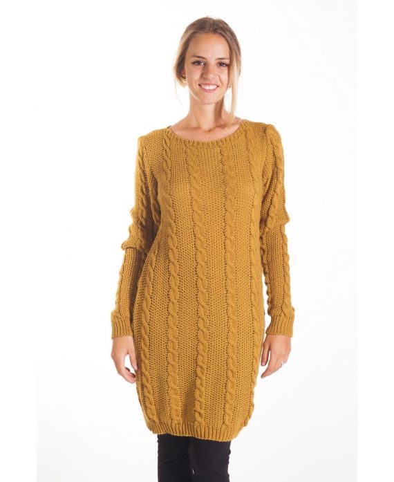 PULL TUNIQUE TORSADES 4109 MOUTARDE