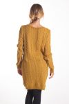 SWEATER TUNIC CABLE-KNIT 4109 MUSTARD