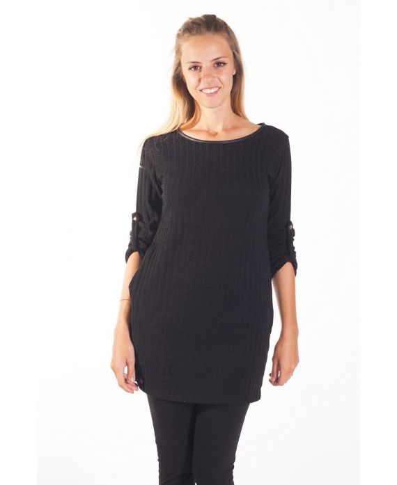 PULL TUNIQUE POCHES 4111 NOIR