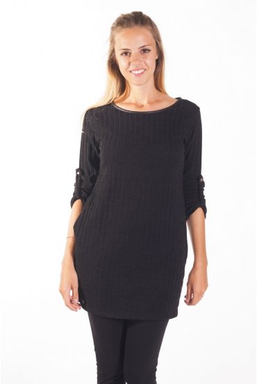 PULL TUNIQUE POCHES 4111 NOIR