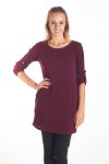 PULL TUNIQUE POCHES 4111 BORDEAUX