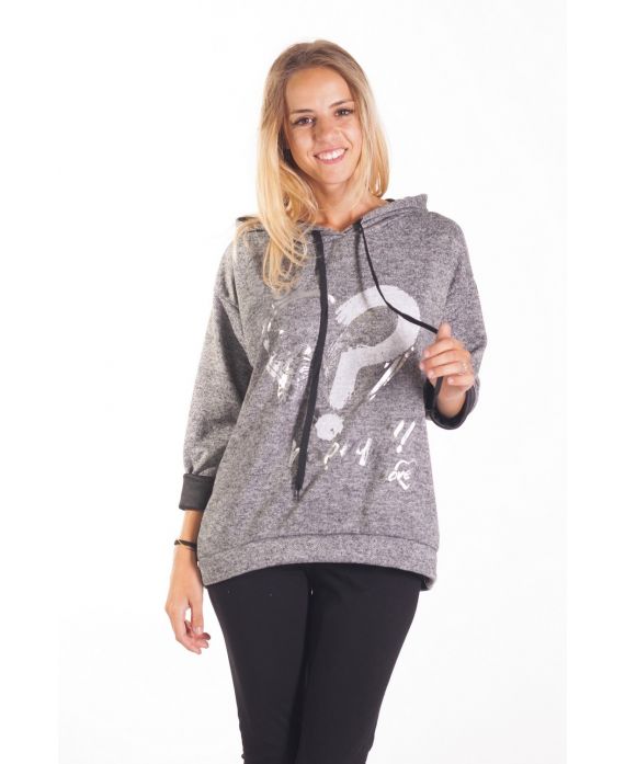 SWEAT CŒUR A CAPUCHE 4107 GRIS