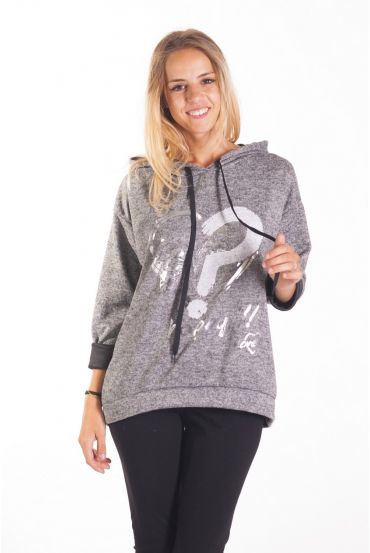 SWEAT CŒUR A CAPUCHE 4107 GRIS