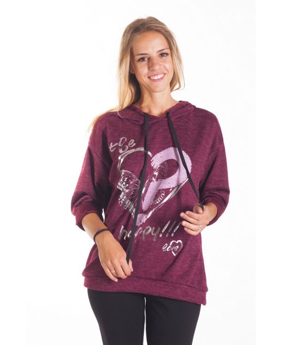 SWEAT CŒUR A CAPUCHE 4107 BORDEAUX