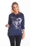 SWEATSHIRT MIT HERZ-KAPUZE 4107 BLAU