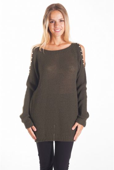 PULL MOHAIR PERLES 4115 VERT MILITAIRE