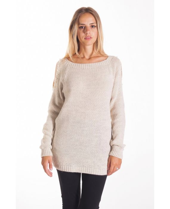 PULL SCHULTERN DENUDEES PERLEN 4115 BEIGE