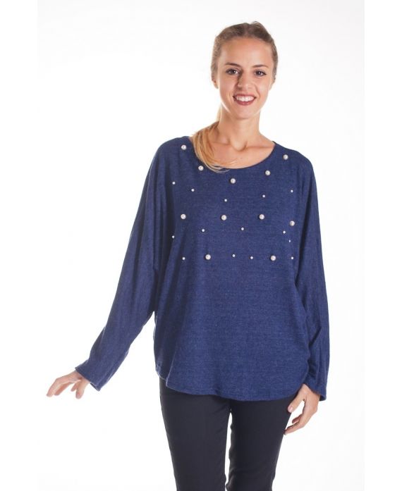 PULL DOUX PERLES 4137 BLEU