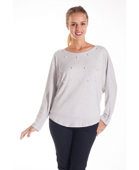 PULL DOUX PERLES 4137 GRIS