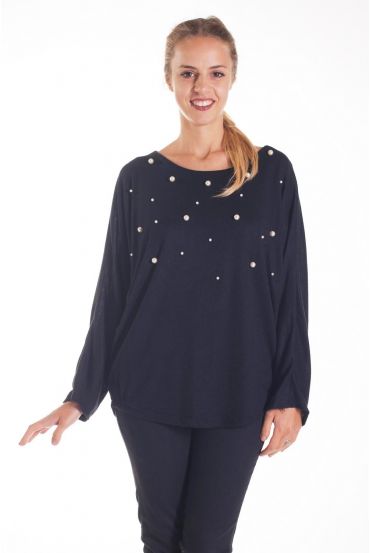 PULL DOUX PERLES 4137 NOIR