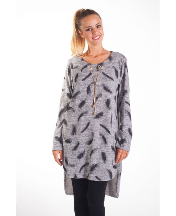 PULL TUNIQUE BIJOU 4100 GRIS