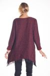 MAGLIONE TUNICA IN PIZZO 4136 BORDEAUX