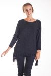 MAGLIONE TUNICA IN PIZZO 4136 NERO