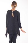 PULL TUNIQUE DENTELLE 4136 NOIR