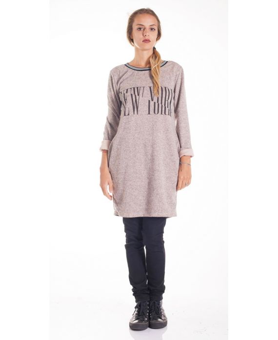 SWEATER TUNIC NY 2 POCKETS 4132 BEIGE