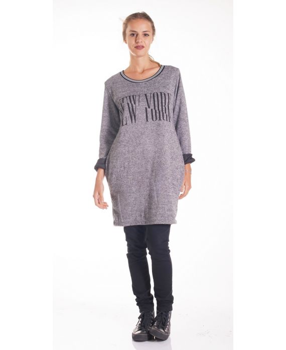 PULL TUNIQUE NY 2 POCHES 4132 GRIS