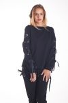 SWEATSHIRT MIT SPITZEN-UP-4153 SCHWARZ