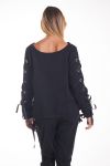 SWEATSHIRT MIT SPITZEN-UP-4153 SCHWARZ