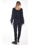 SWEATSHIRT MIT SPITZEN-UP-4153 SCHWARZ