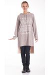 SWEATER TUNIC PRINT HAS HOOD 4130 BEIGE