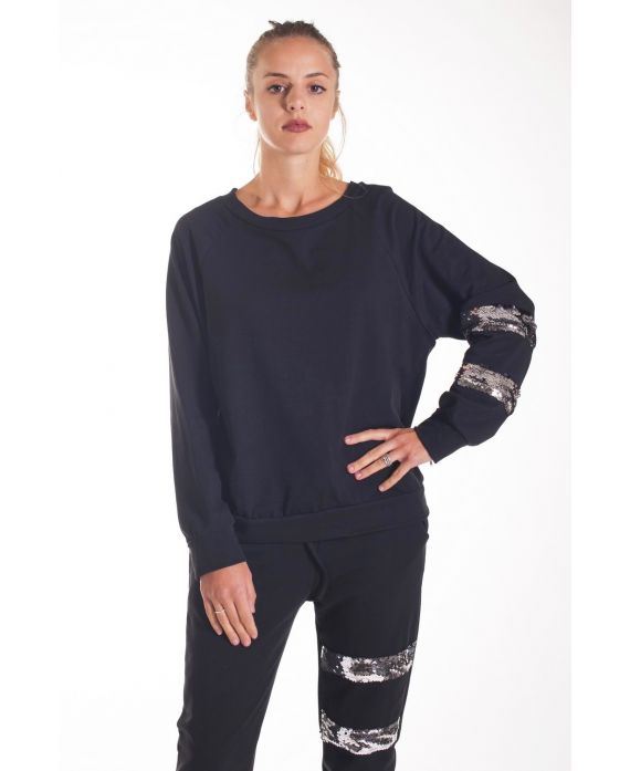 SWEATSHIRT MIT PAILLETTEN-4155 SCHWARZ