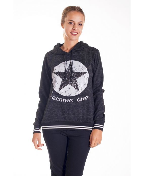 SWEAT HAS HOOD STAR CLOUTEE 4125 BLACK