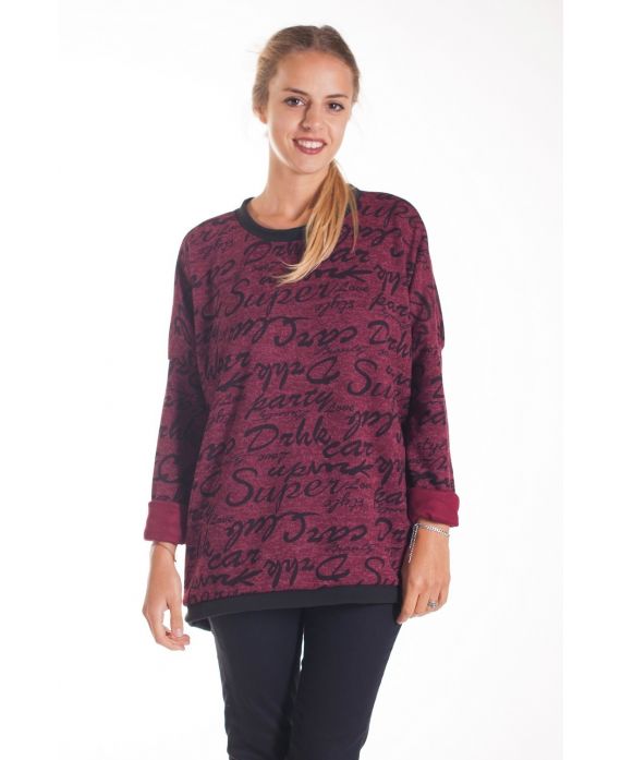 PULL ECRITURES 4127 BORDEAUX