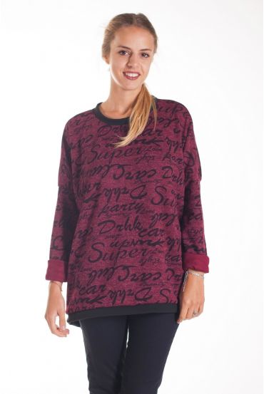 PULL ECRITURES 4127 BORDEAUX