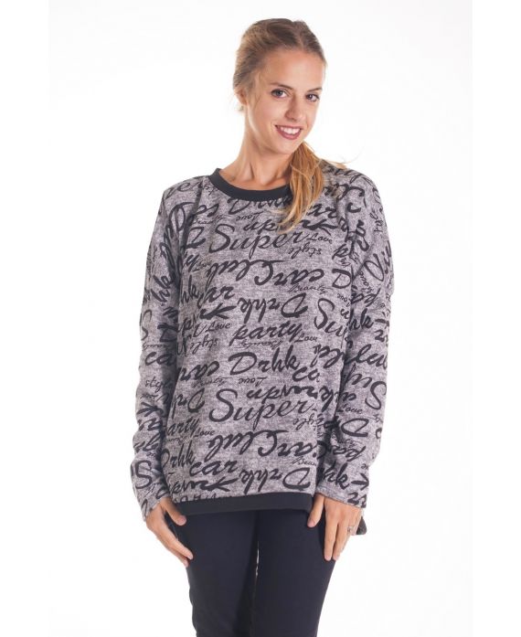 PULL ECRITURES 4127 GRIS