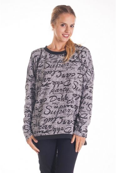 PULL ECRITURES 4127 GRIS