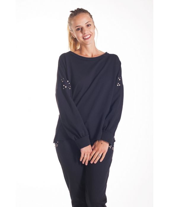 SWEATSHIRT MIT PERLEN 4151 SCHWARZ