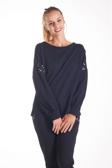 SWEATSHIRT MIT PERLEN 4151 SCHWARZ