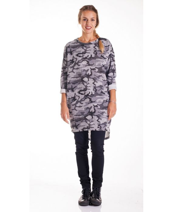 PULL TUNIQUE MILITAIRE2 POCHES 4129 CLAIR