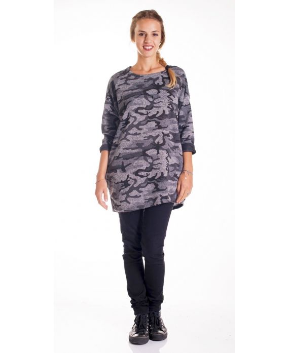 PULL TUNIQUE MILITAIRE2 POCHES 4129 FONCE