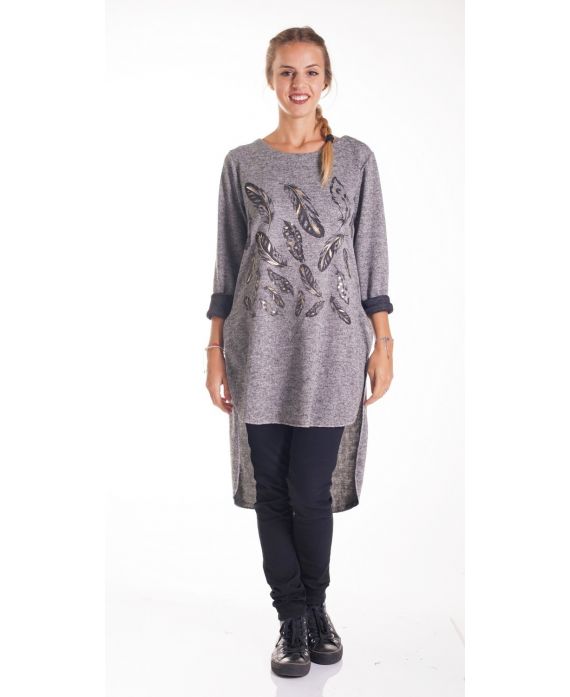 PULL TUNIQUE PLUMES 4141 GRIS