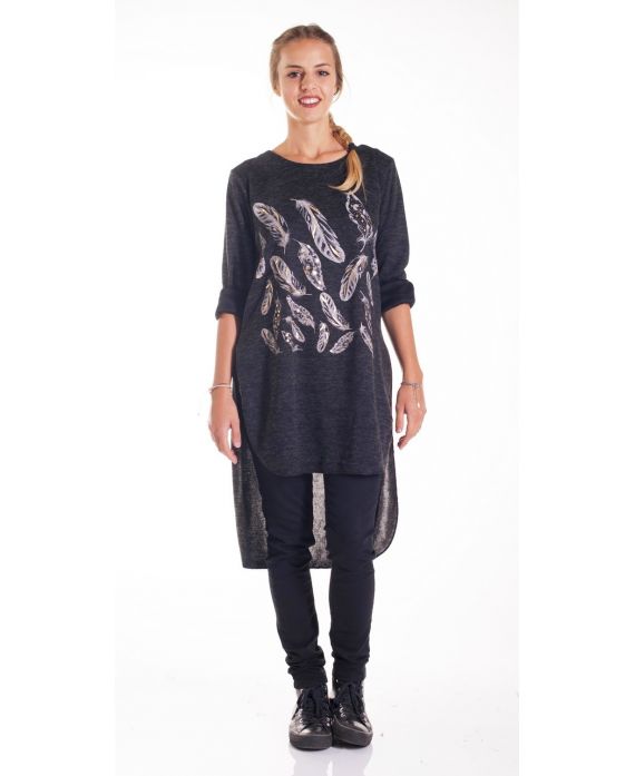 PULL TUNIQUE PLUMES 4141 NOIR