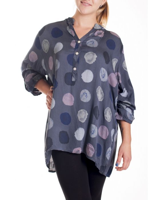 GROOT FORMAAT BLOUSE PRINTS 4161 BLAUW